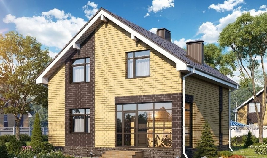 Кирпичный дом с мансандрой