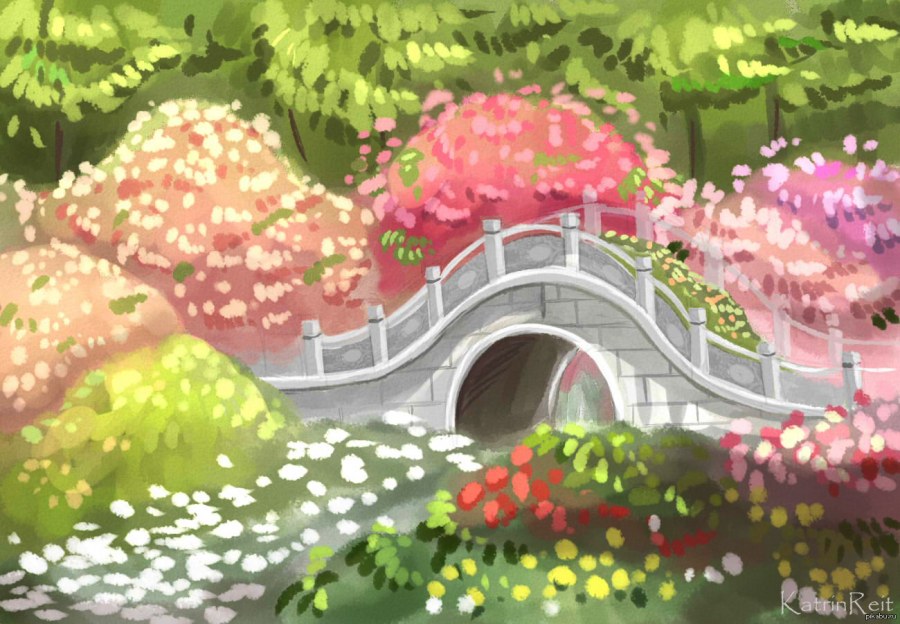 Нарисовать японский сад