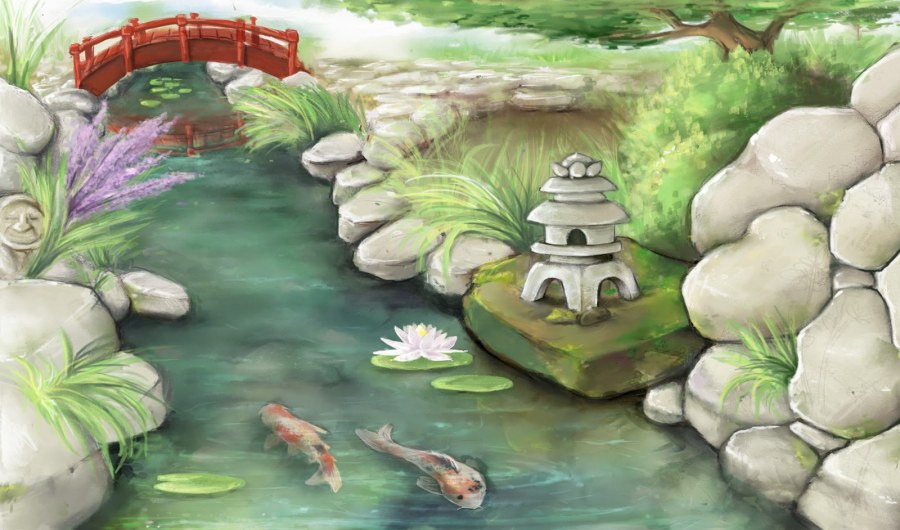 Японский сад эскиз