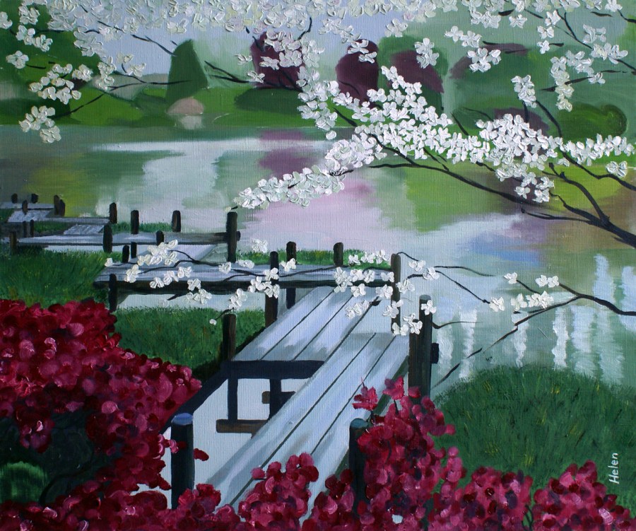 Пейзаж в японском стиле Весна