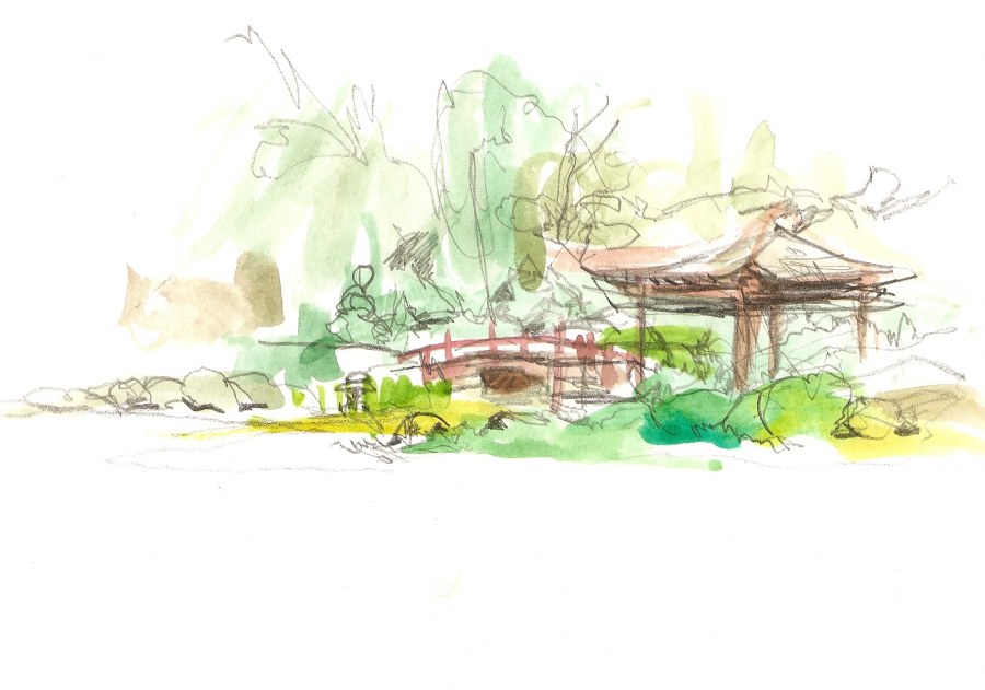 Эскиз сада в японском стиле