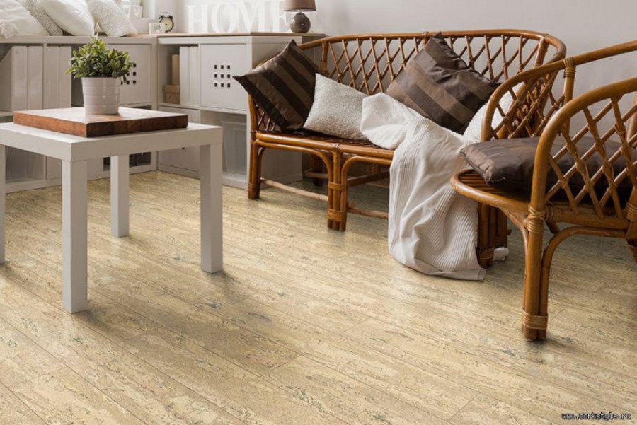 Пробковый пол Corkstyle CORKPRO comprido Vanilla в интерьере