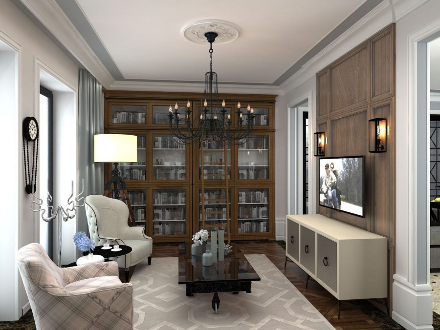 Гостиная-кабинет в стиле Неоклассика
