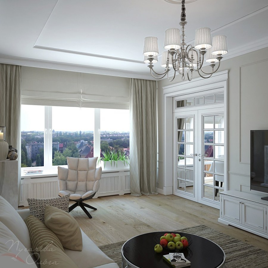 Гостиная 36 кв м Неоклассика