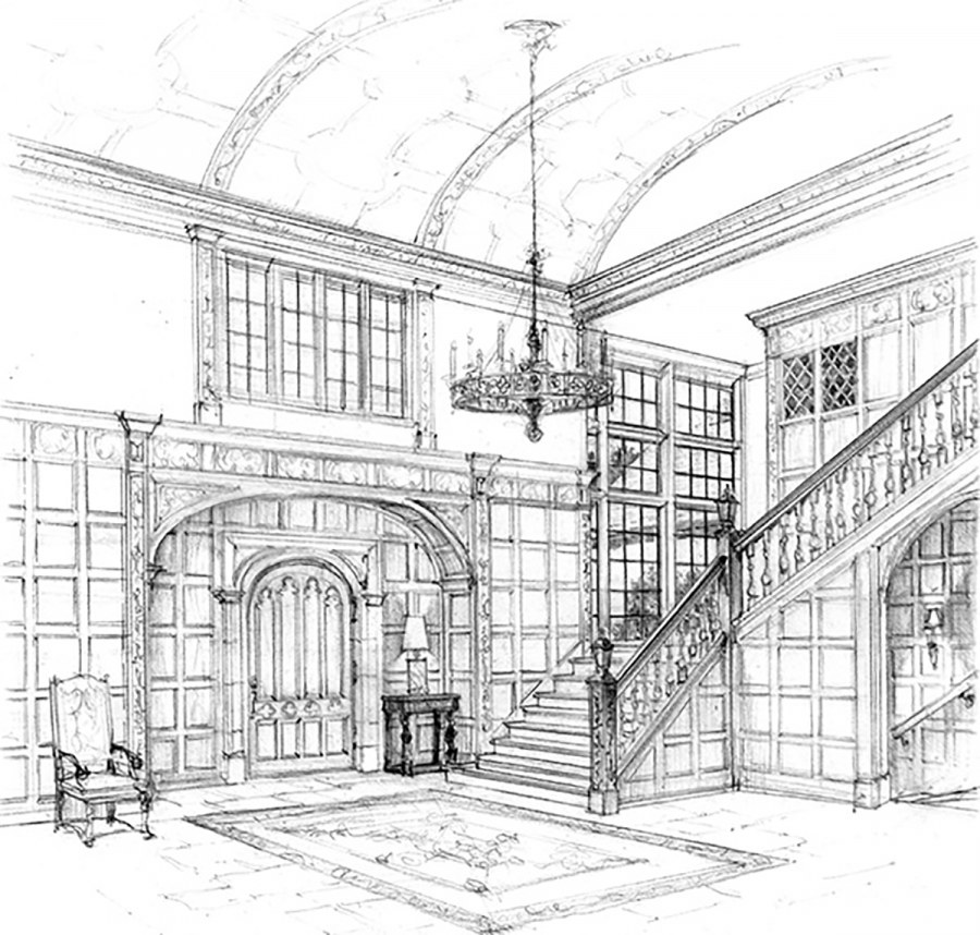 Интерьер здания рисунок