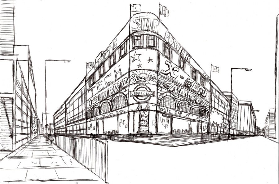 Перспектива с 2 точками схода город