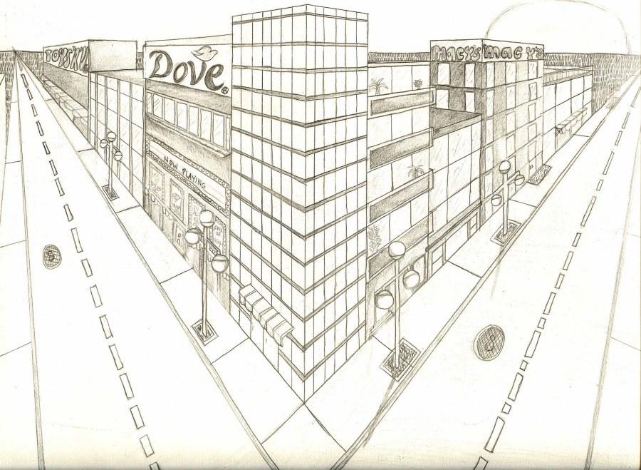 Перспектива города с двумя точками схода