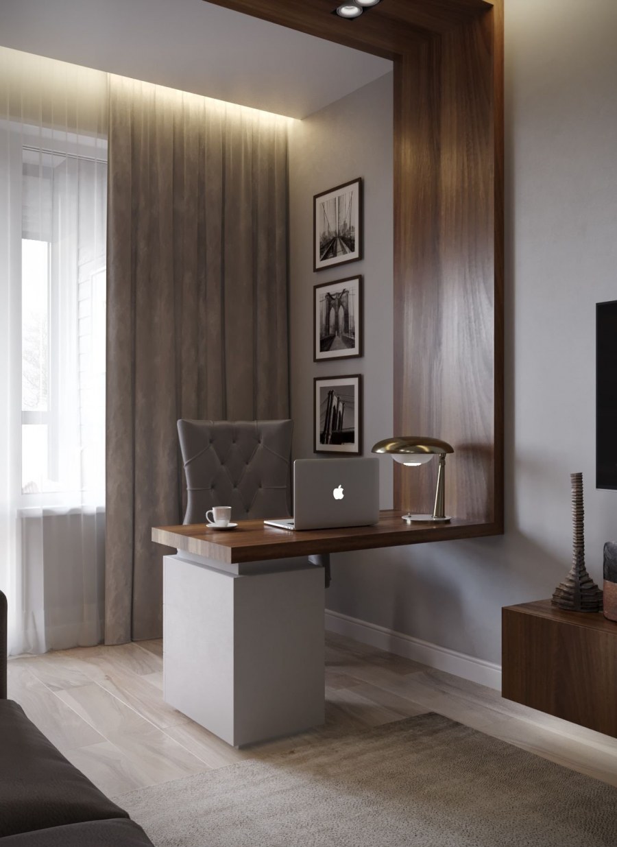 Гостиная с компьютерным столом