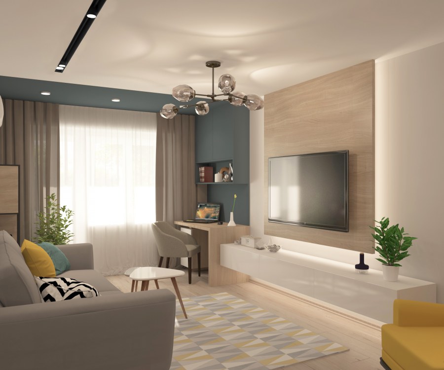 Интерьер однокомнатной квартиры 40 кв.м