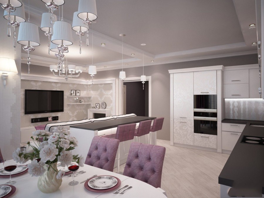 Кухня гостиная ар деко