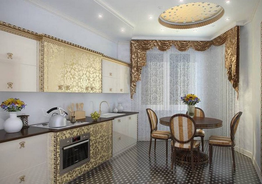 Кухня арт деко с золотом
