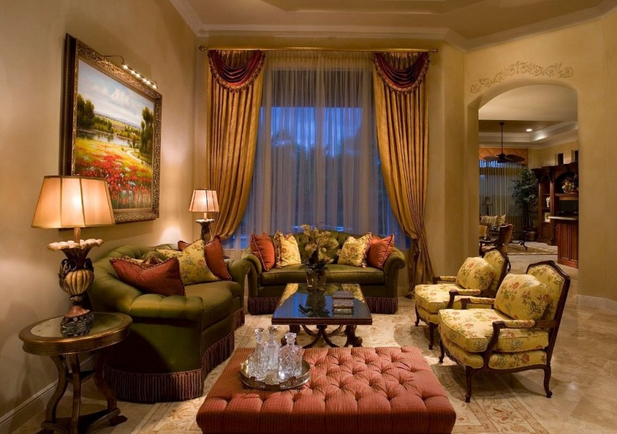 Гостиная в золотистом цвете