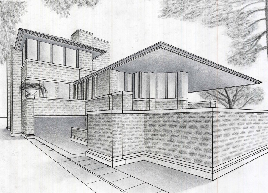 Рисование экстерьера здания в перспективе