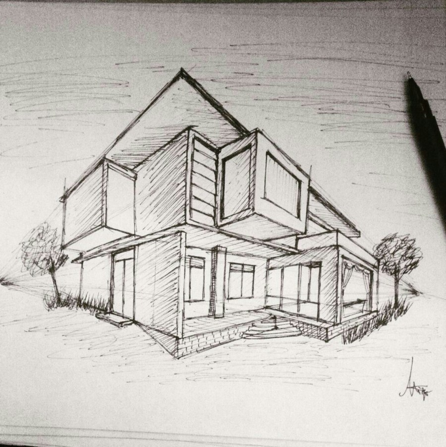 Домик в угловой перспективе