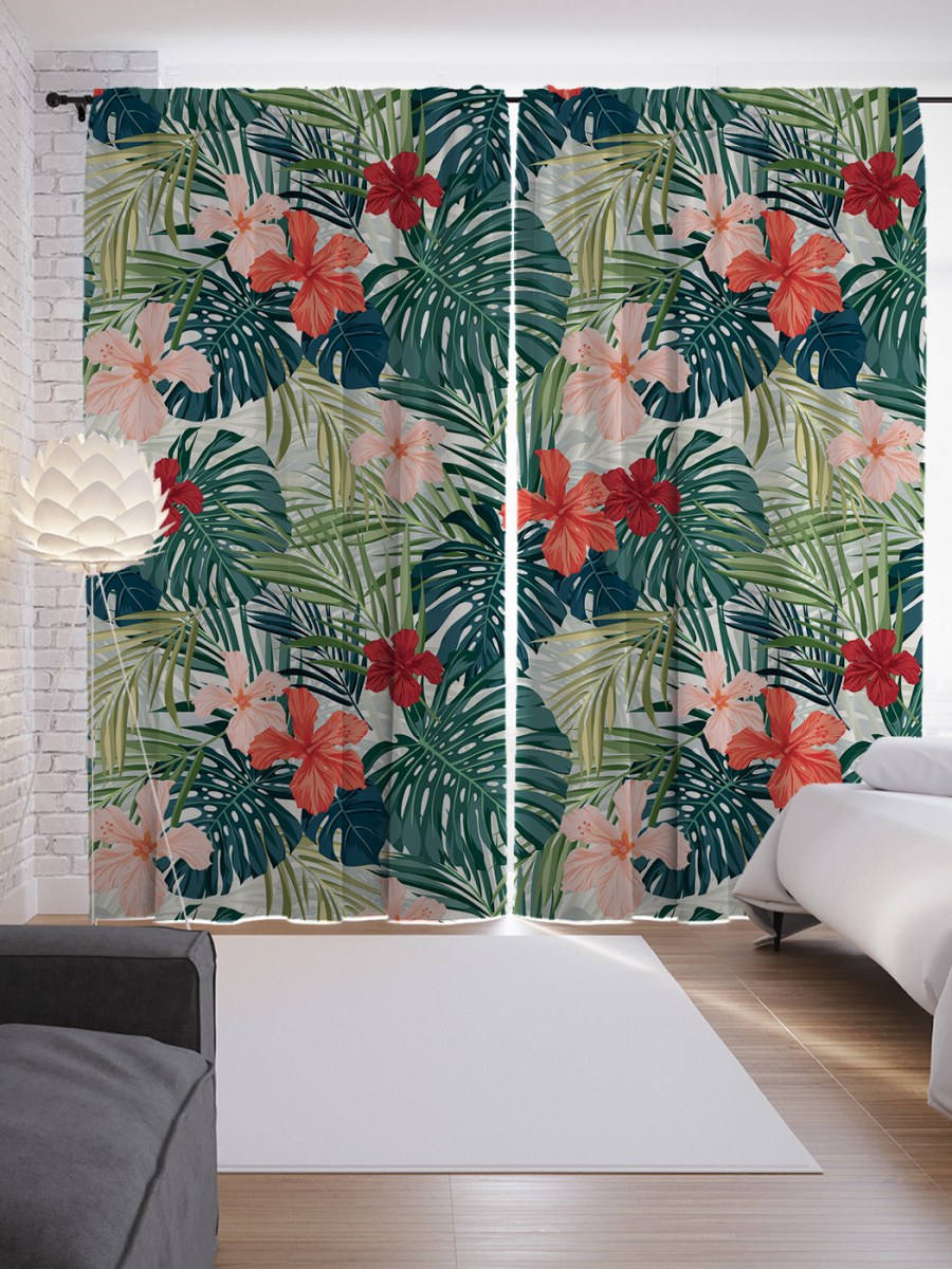 Шторы с тропическим принтом
