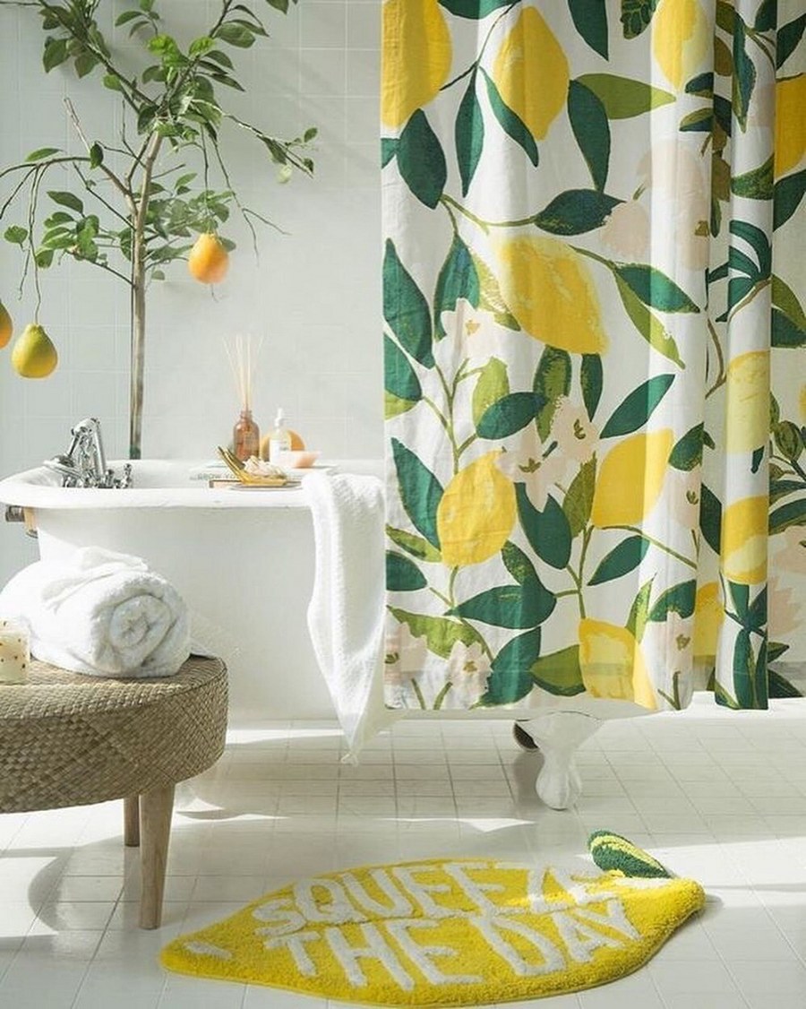 Штора для ванной с лимонами