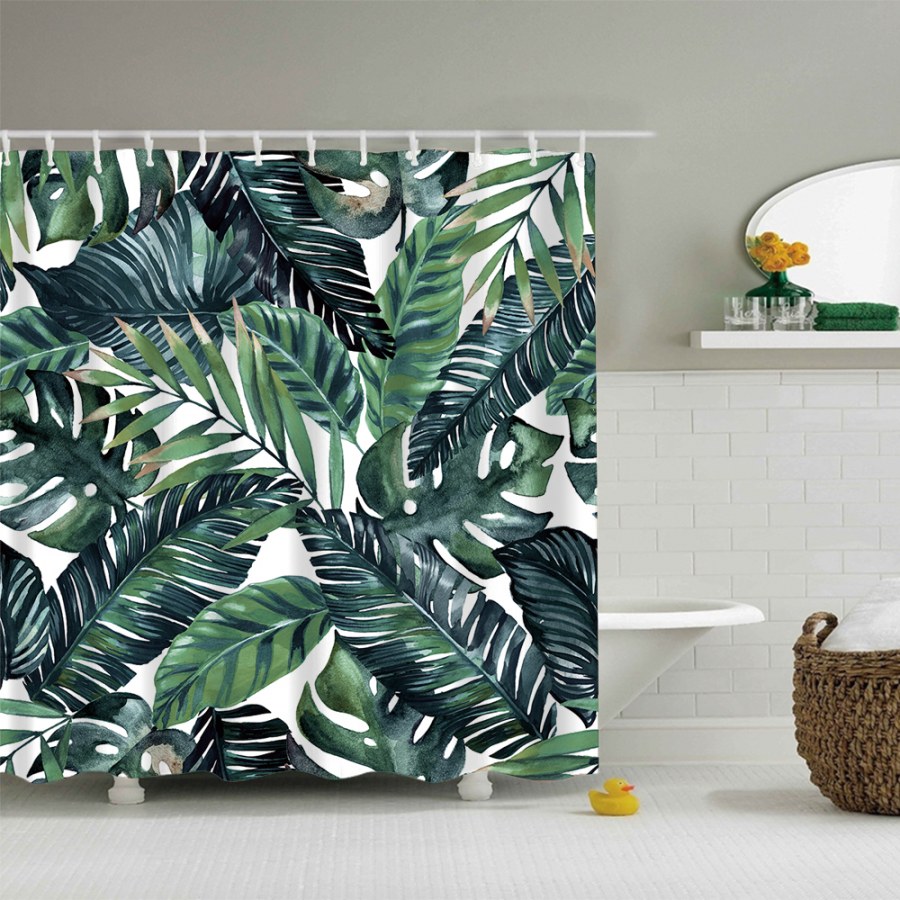 Шторы с пальмовыми листьями