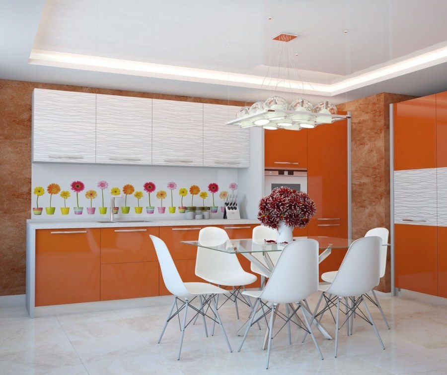 Фартук под оранжевую кухню