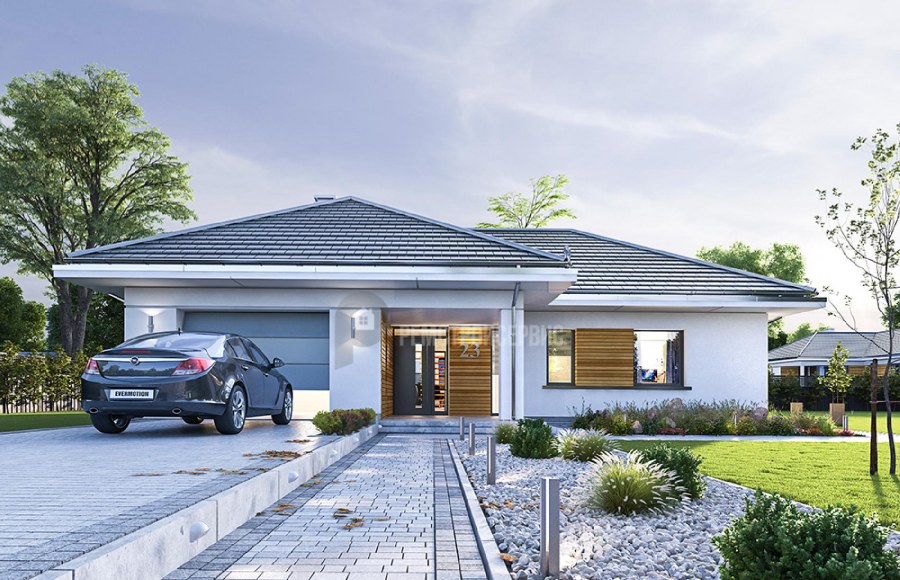 Дизайнерские одноэтажные дома с гаражом