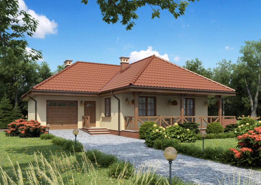 Одноэтажный дом с террасой