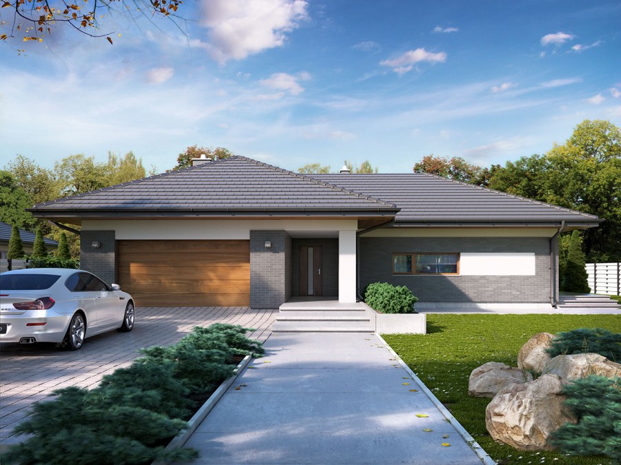 Одноэтажный дом с гаражом