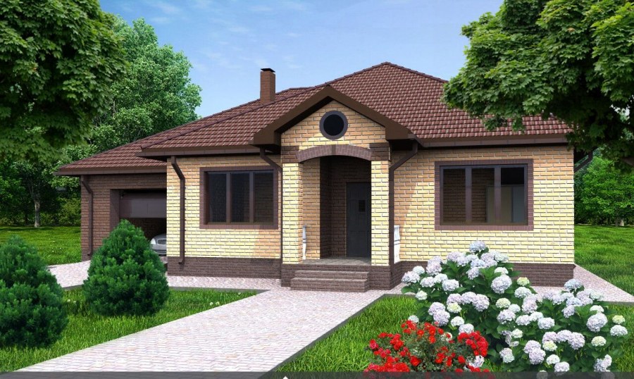 Одноэтажный кирпичный дом 100м2