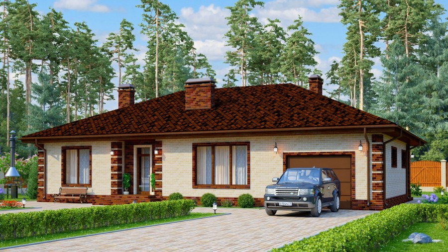 Одно этажный дом с гаражем