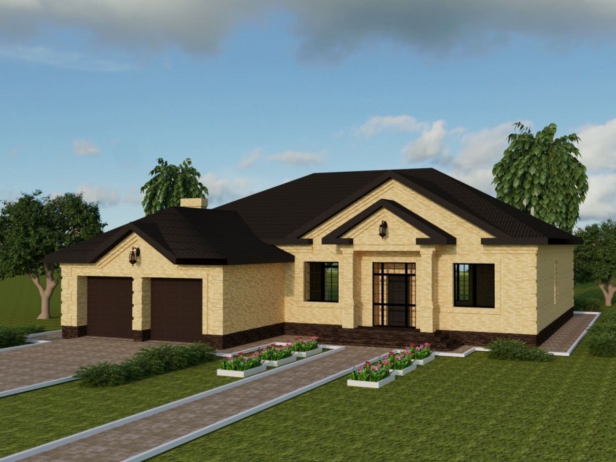 Одноэтажный дом с гаражом