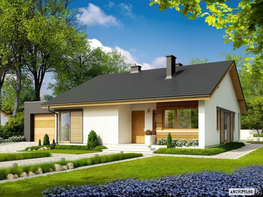 Дом 11 на 11 одноэтажный с двускатной крышей