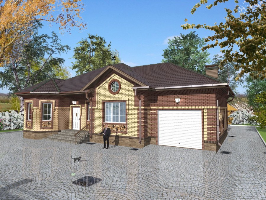 Красивый одноэтажный дом с гаражом