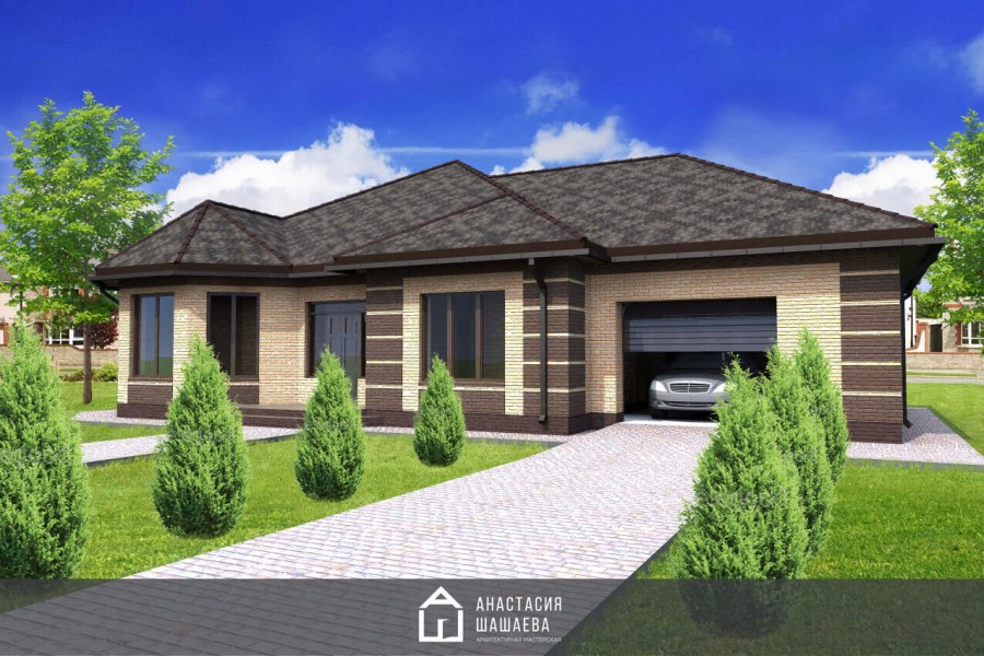 Одноэтажный дом с гаражом