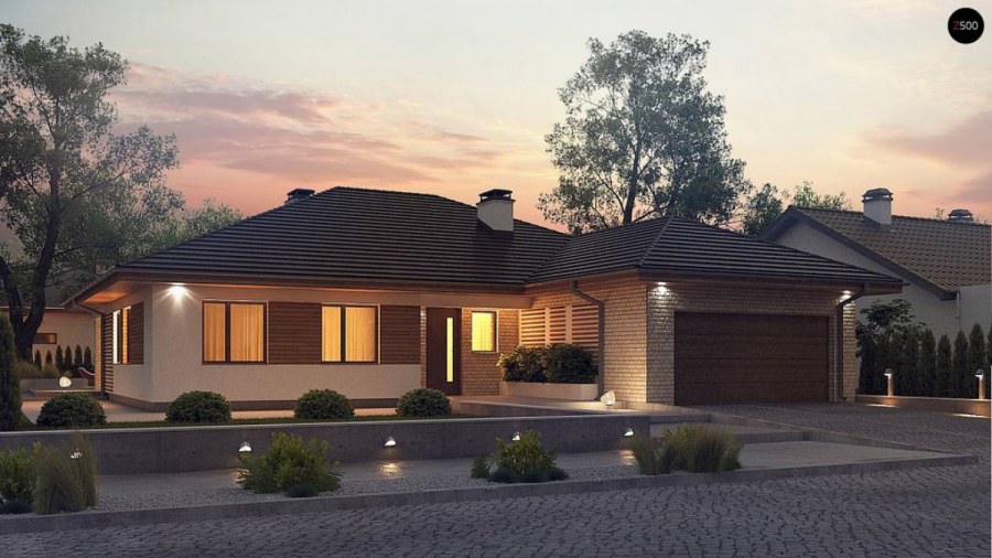 Z500 проекты одноэтажных домов с террасой