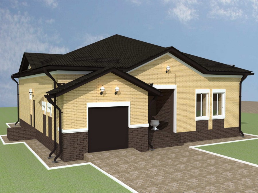 Одноэтажный дом с гаражом