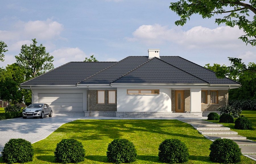 Одноэтажный дом с гаражом 150кв м