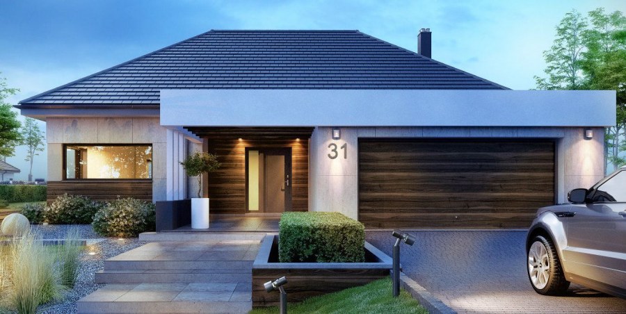 Современный одна этажный дом с гаражом