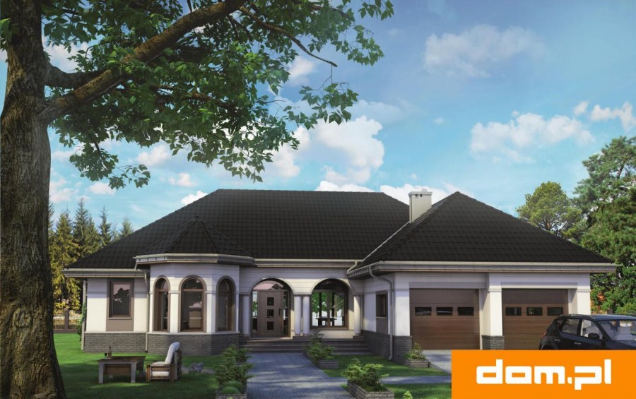 Красивый одноэтажный дом с гаражом и террасой