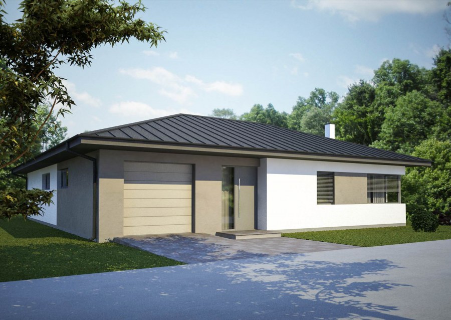 Одноэтажный дом с гаражом и террасой
