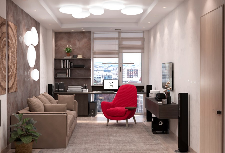 Комната кабинет с диваном