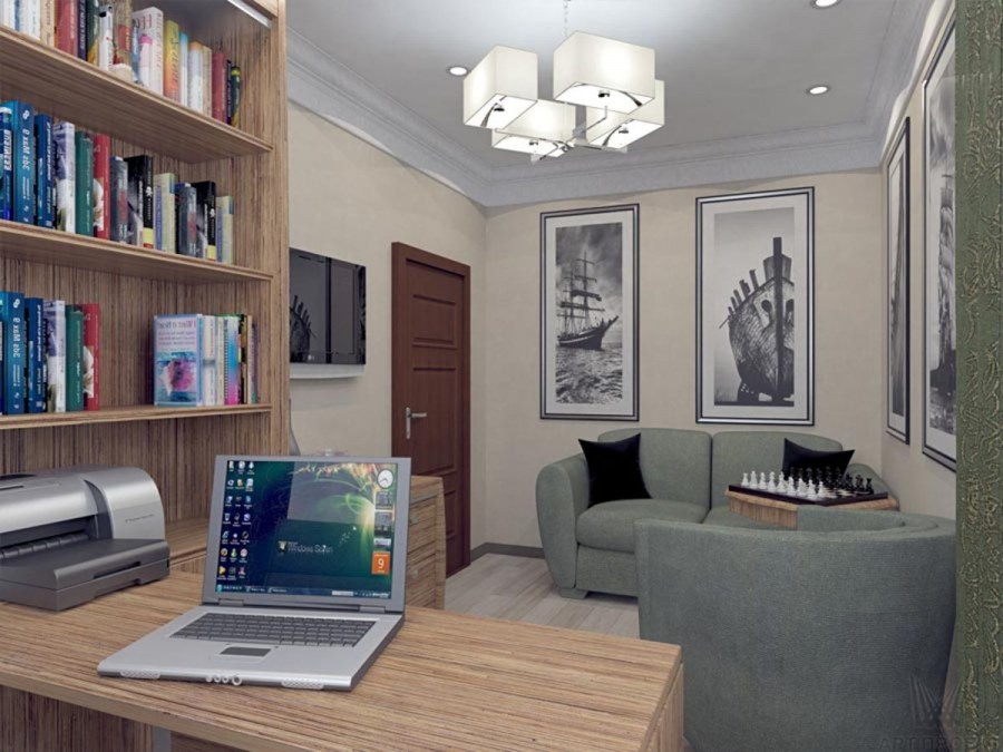 Комната кабинет с диваном