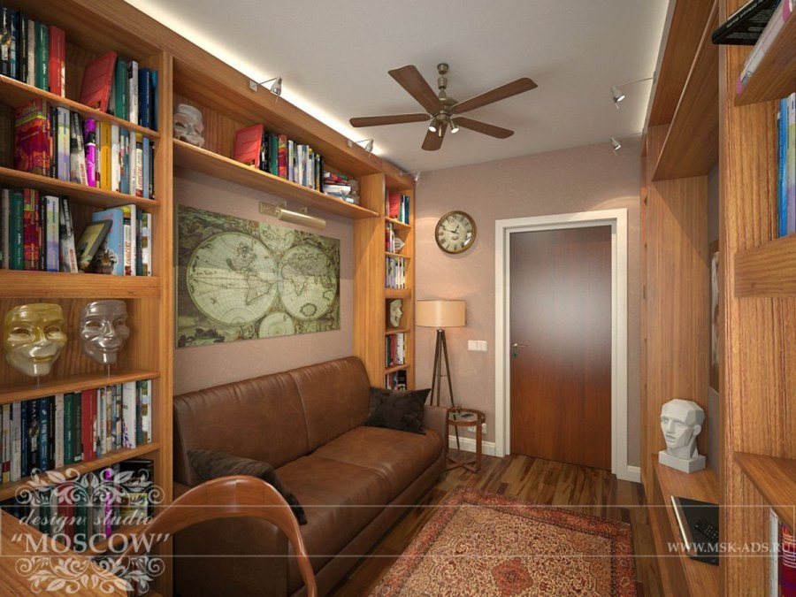Планировка кабинета в квартире с диваном