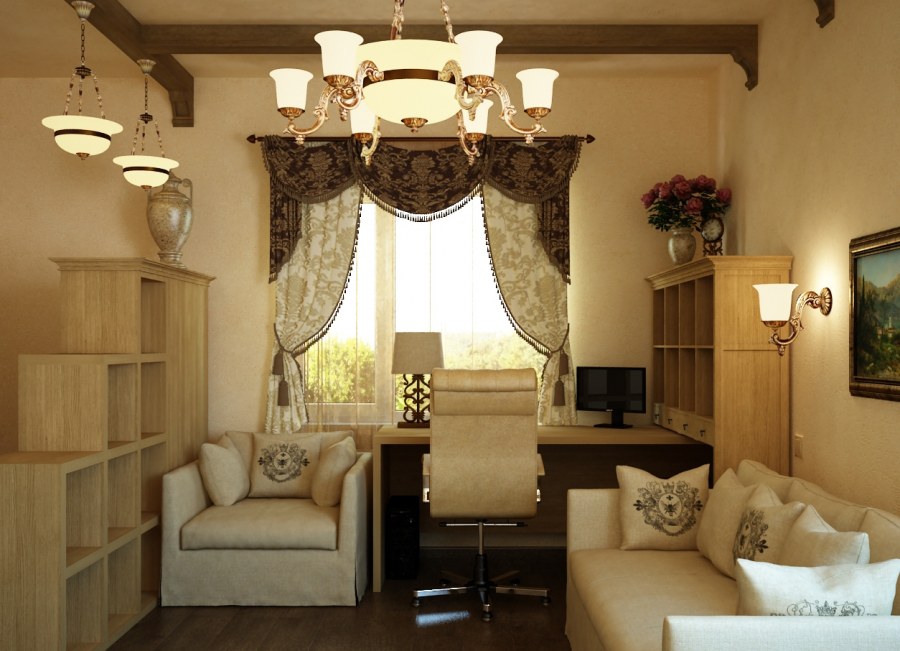 Маленькая уютная гостиная кабинет