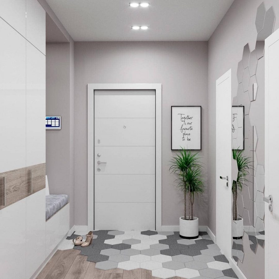 Плитка с ламинатом в коридоре