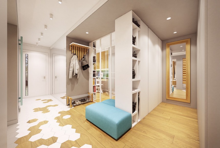 Совмещение плитки и ламината в прихожей