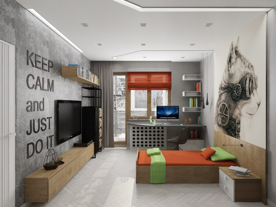 Комната подростка 12 кв в стиле лофт