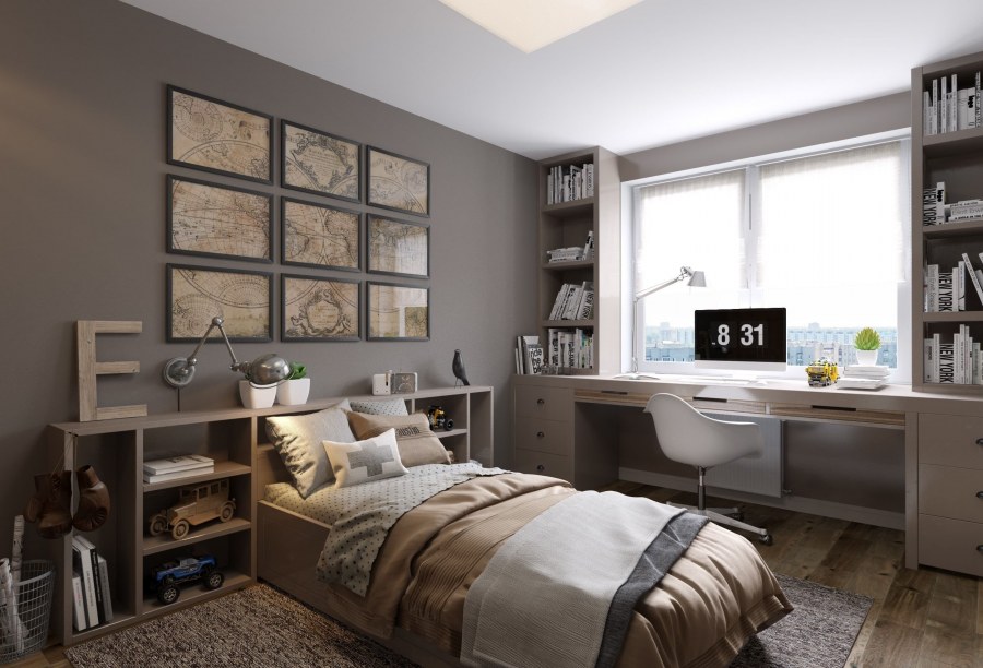 Комната подростка 12 кв в стиле лофт