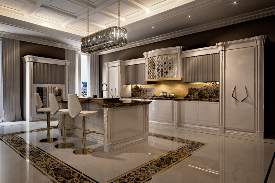 Кухня студия в стиле арт деко