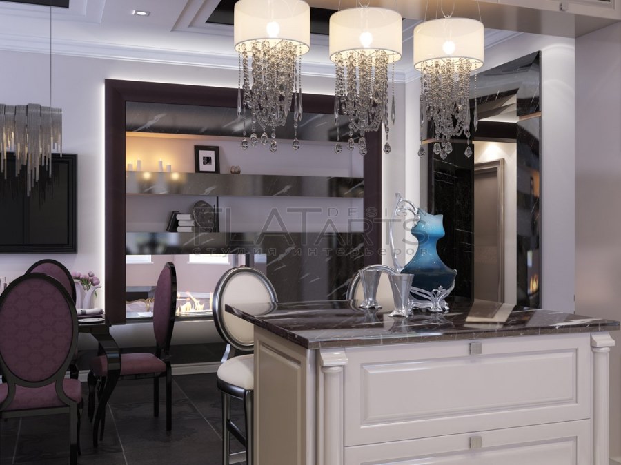 Кухня гостиная ар деко