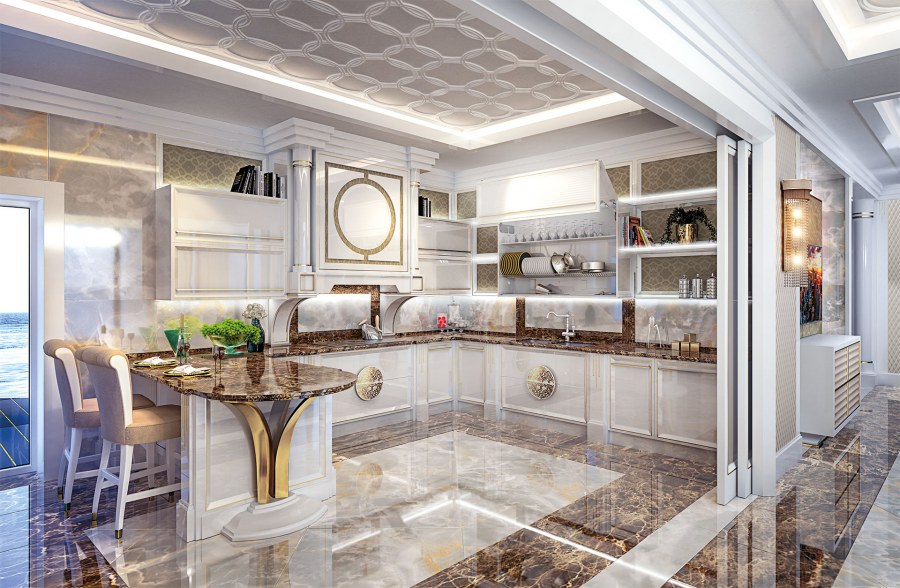 Кухня с островом арт деко