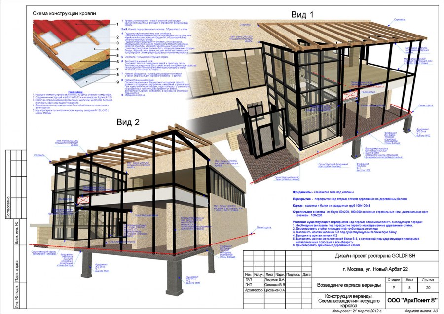 Чертеж каркасного пристроя