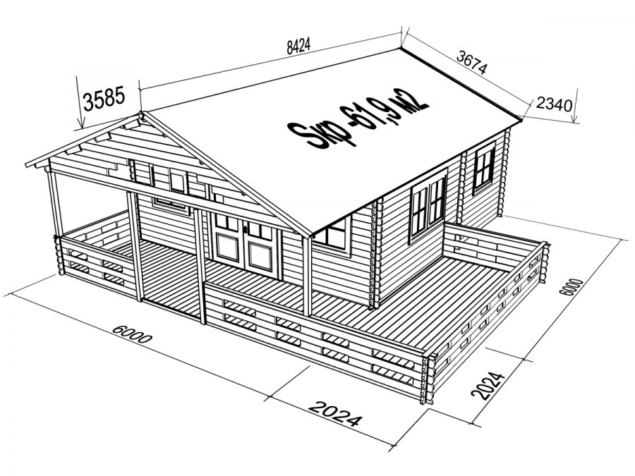 Чертеж дачного домика 6х4